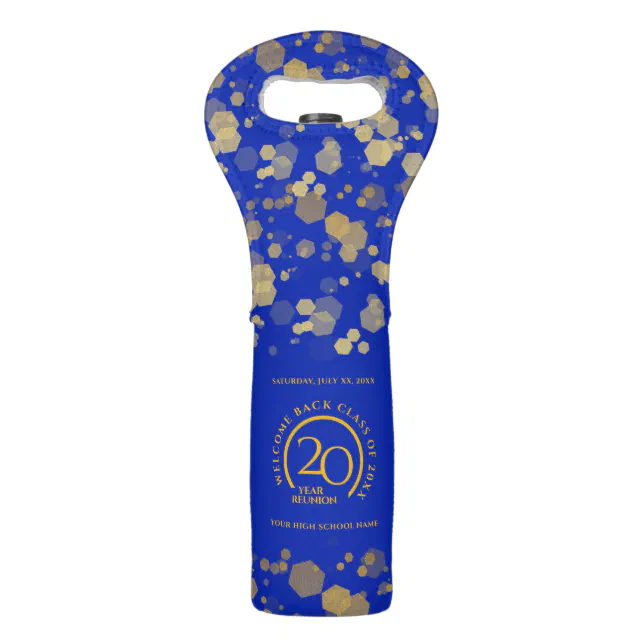 Blue & Gold School College Class Reunion Wine Bag