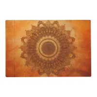 *~* BLESSED SACRED Gold Mandala AP2 Orange Placemat