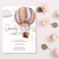 Watercolor Mouse in an Air Balloon Baby Shower Invitation