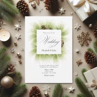 Evergreen Pines Winter Wonderland Wedding Charm Invitation