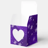 White Snowflakes Blue-Purple Backgrd Heart 2x2 Box