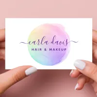 Signature Script Rainbow Watercolor Circle Business Card