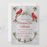 Winter Cardinals and Pines Party Invitation