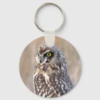 Stunning Portrait of a Short-Eared Owl Keychain