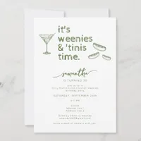 Funny Green Weenies & Tinis Martini Birthday Party Invitation