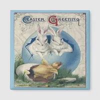 Vintage Easter White Rabbits and Baby Chick. ZSSG Magnet