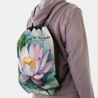 Pink Lotus Flower Drawstring Backpack