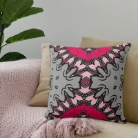 Hot Pink & Gray Chic Modern Stylish Geometric Throw Pillow