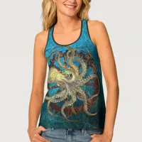 Steampunk Octopus & Clockwork Gears Tank Top