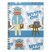 Write On! Writer Sock Monkey Fun Toon Pattern Art  Notebook