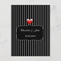 Black and White Stripes Modern Wedding Invitation Postcard