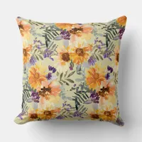 Watercolor Flowers Throw Pillow