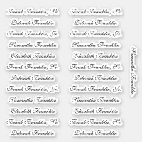 25 Guest Names Elegant English P Calligraphy Sticker