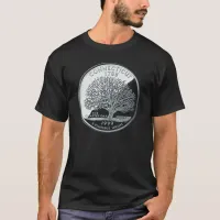 Faux Connecticut State Quarter Charter Oak Tree T-Shirt