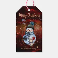 Cute Snowman Child Red Gift Tags