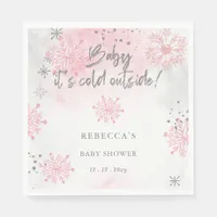 Pink Baby its Cold Outside Winter Baby Shower Napkins