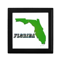 Florida State Map and Text Jewelry Box