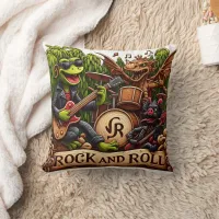 Fantasy Band Performing Rock Music in a Forest Throw Pillow