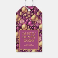 Magenta Gold Merry Merry Pattern#31 ID1009 Gift Tags