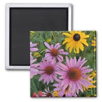 Pink and Yellow Cone Flowers Nature Photography Magnet