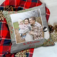 Personalized Photo Country Christmas Rustic  Throw Pillow