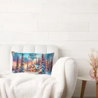 Banff Canada Watercolor Sketch  | Lumbar Pillow