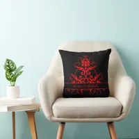 Romantic, Elegant Vintage Red Damask Throw Pillow