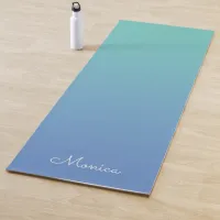 Light Teal to Cornflower Blue Gradient Yoga Mat