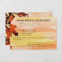 Autumn Leaves Swirl Color Wedding RSVP Menu Card