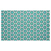 Turquoise Black White Honeycomb Geometric Pattern Fabric