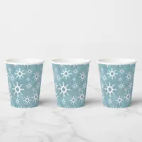 Southwest Winter Snowflakes Holiday Party Blue Paper Cups