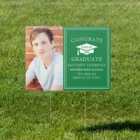 Modern Green Congrats Graduation Photo Yard Sign