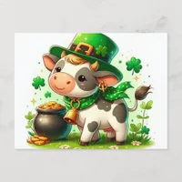 Adorable St. Patricks Day Cow Postcard