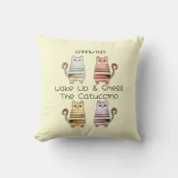 cute cats for cat lovers and coffee lovers throw pillow