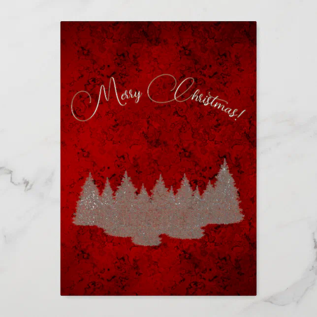 Merry Christmas - minimalist - golden fir trees Foil Holiday Card