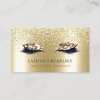 Makeup Artist Lashes 14k Gold Ombre Glitter Dust Business Card