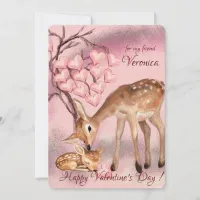 Cute Deer Valentine  Thank You Card