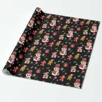 Whimsical Snowmen, Gingerbread Men and Candies Wrapping Paper