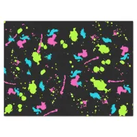 Colorful Retro 80s Neon Paint Splatter Black Artsy Tissue Paper