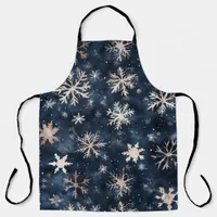 Simple Dark Blue with Snowflakes Apron