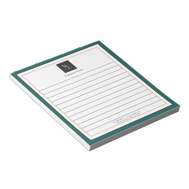 Modern Green White Gold with Business Logo Notepad