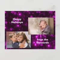 Snowflakes on Deep Purple Holiday Photo Postcard