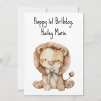 Personalized First Birthday Stuffed Toy Lion  Card