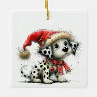 1st Christmas Whimsical Dalmatian Puppy Customized Ceramic Ornament