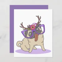 Budget Funny Boho Floral Hippie Pug in Glasses