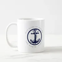 Boat Name and Anchor Navy/Mint ID619 Coffee Mug
