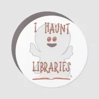 Haunt Libraries Funny Bookish Ghost Art       Car Magnet