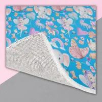 Watercolor Girly Whimsical on Blue | Rug