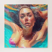 Beautiful Woman Under Water AI Art Jigsaw Puzzle