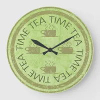 Tea Time Green Large Clock